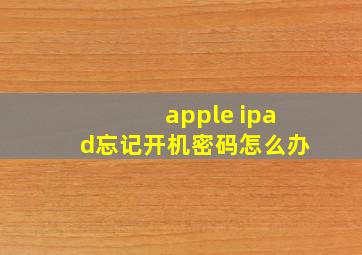 apple ipad忘记开机密码怎么办